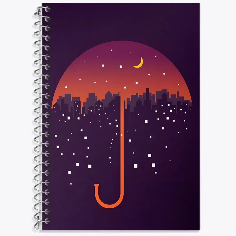 دفتر زبان دوخط 50 برگ خندالو طرح چتر و شهر کد F8912