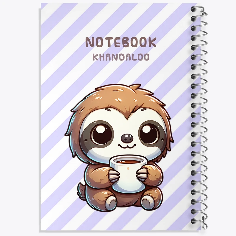 دفتر ژورنال نویسی 50 برگ خندالو مدل نقطه ای طرح تنبل بامزه کد N6628