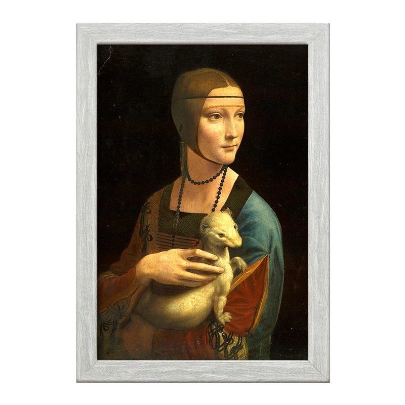 تابلو خندالو طرح بانویی با قاقم لئوناردو داوینچی کد 36834