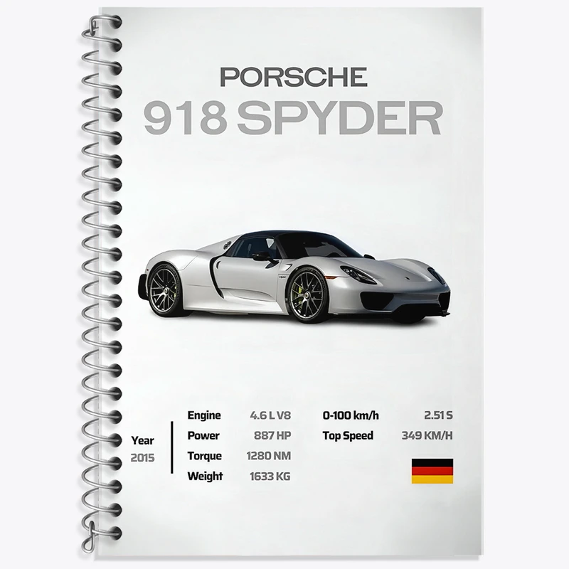 دفتر زبان دوخط 50 برگ خندالو طرح پورشه (Porsche) کد F13481