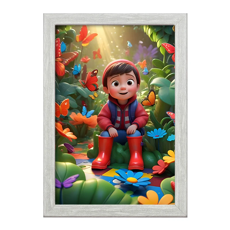 تابلو خندالو طرح پسر و پروانه ها کد F6527