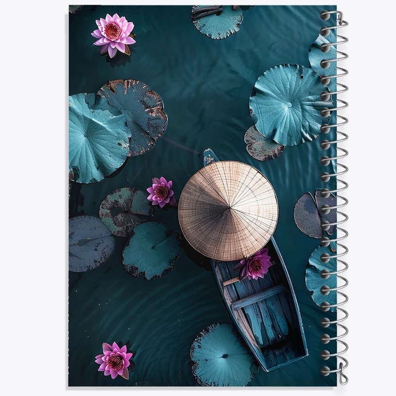 دفتر مشق 50 برگ خندالو طرح قایق و برکه نیلوفر کد N7487