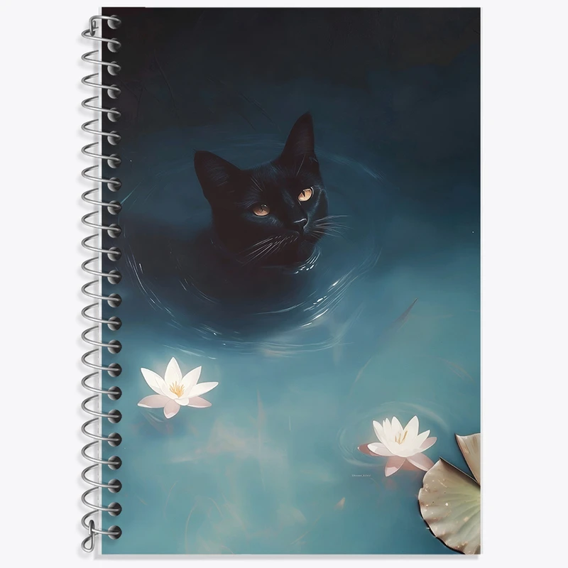 دفتر زبان دوخط 50 برگ خندالو طرح گربه ی سیاه کد F10723