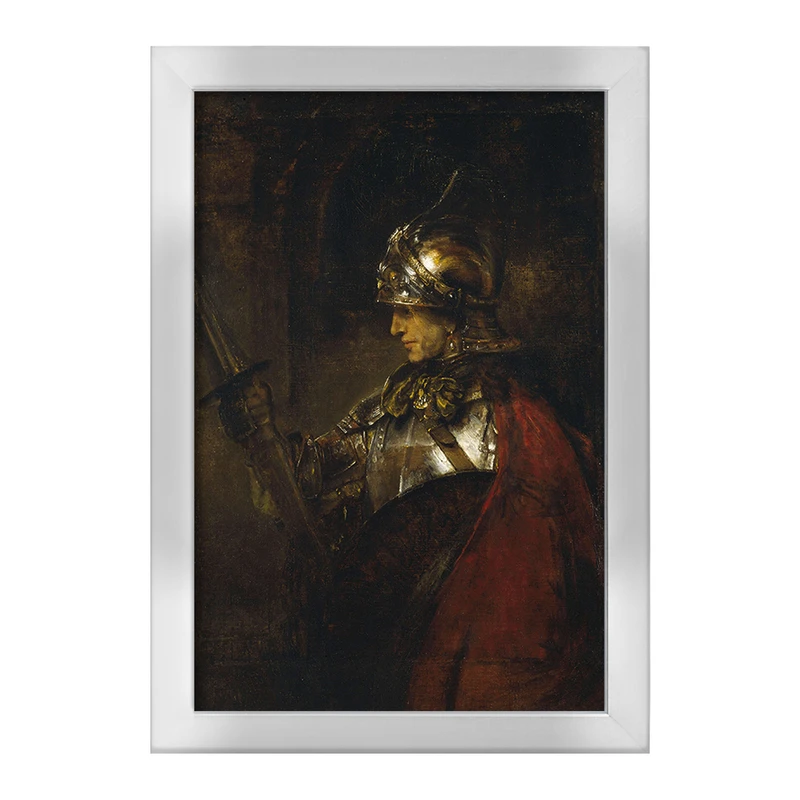 تابلو خندالو طرح نقاشی مرد زره‌ پوش اثر رمبراند کد F12190