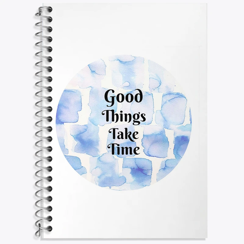 دفتر زبان دوخط 50 برگ خندالو طرح Good Things Take Time کد F11439
