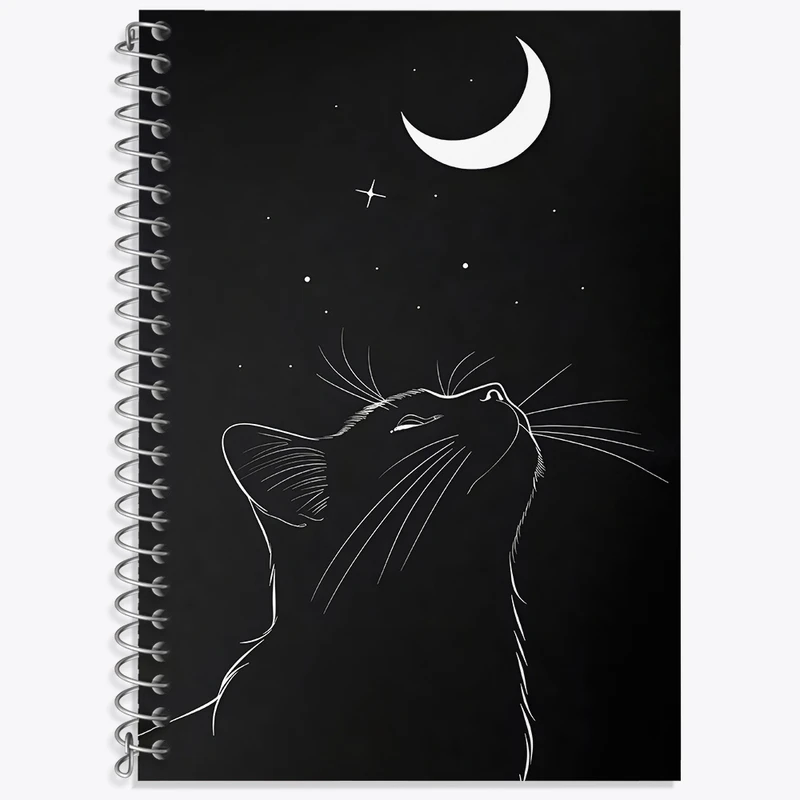 دفتر لغت 50 برگ خندالو طرح گربه و ماه کد F3822