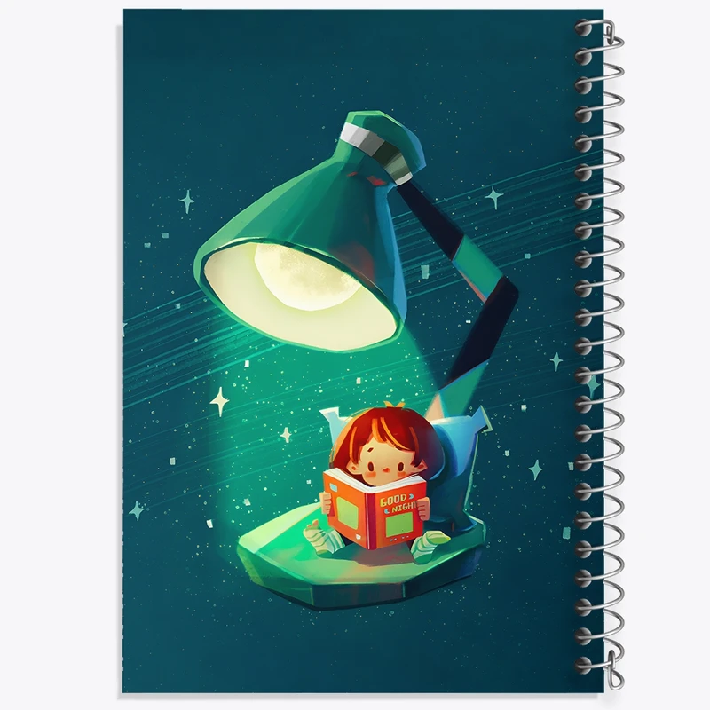 دفتر ژورنال نویسی 50 برگ خندالو مدل نقطه ای طرح دختر کتابخوان کد F4907