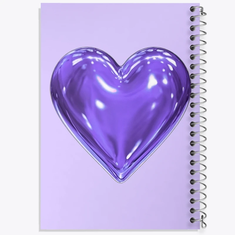 دفتر ژورنال نویسی 50 برگ خندالو مدل نقطه ای طرح قلب بنفش کد F3720