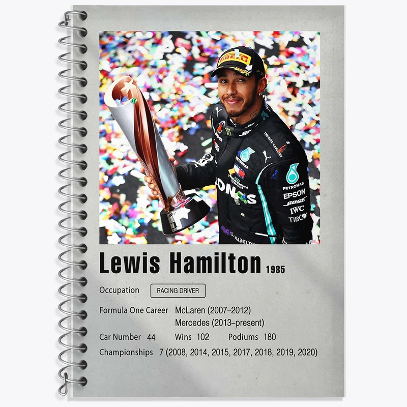 دفتر زبان 50 برگ خندالو مدل دو خط طرح لوییس همیلتون (Lewis Hamilton) کد F11244
