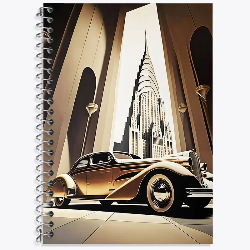 دفتر زبان دوخط 50 برگ خندالو طرح ماشین کلاسیک کد F4705