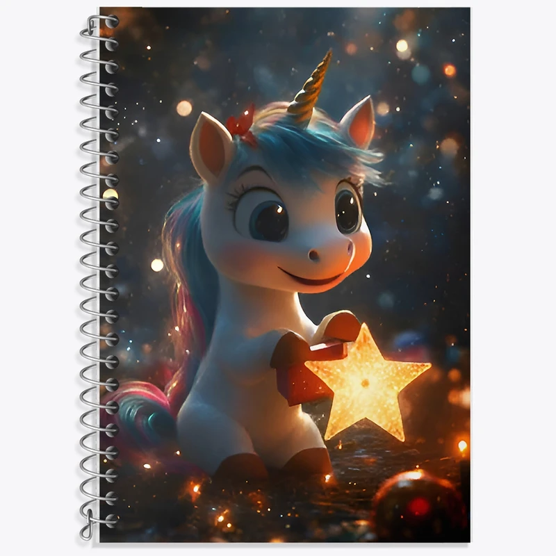 دفتر زبان 50 برگ خندالو مدل سه خط طرح اسب تک شاخ کد F9614