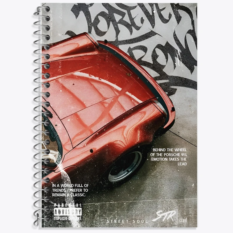 دفتر زبان 50 برگ خندالو مدل سه خط طرح پورشه (Porsche) کد F13522