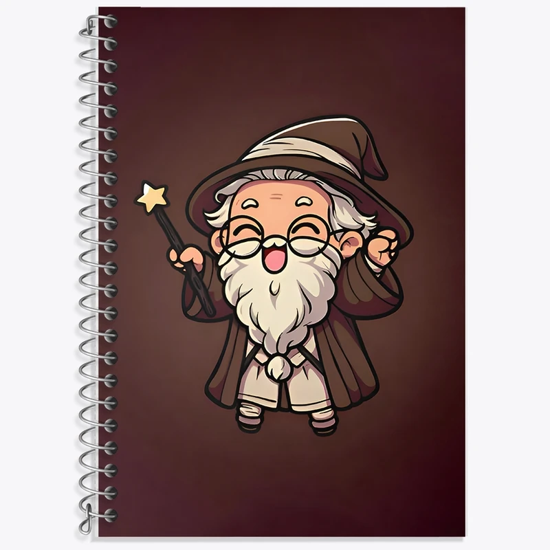 دفتر زبان 50 برگ خندالو مدل سه خط طرح گندالف هری پاتر (Harry Potter) کد F9404