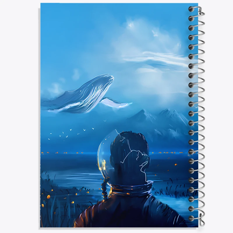 دفتر مشق 100 برگ خندالو طرح فضانورد و وال کد F12545