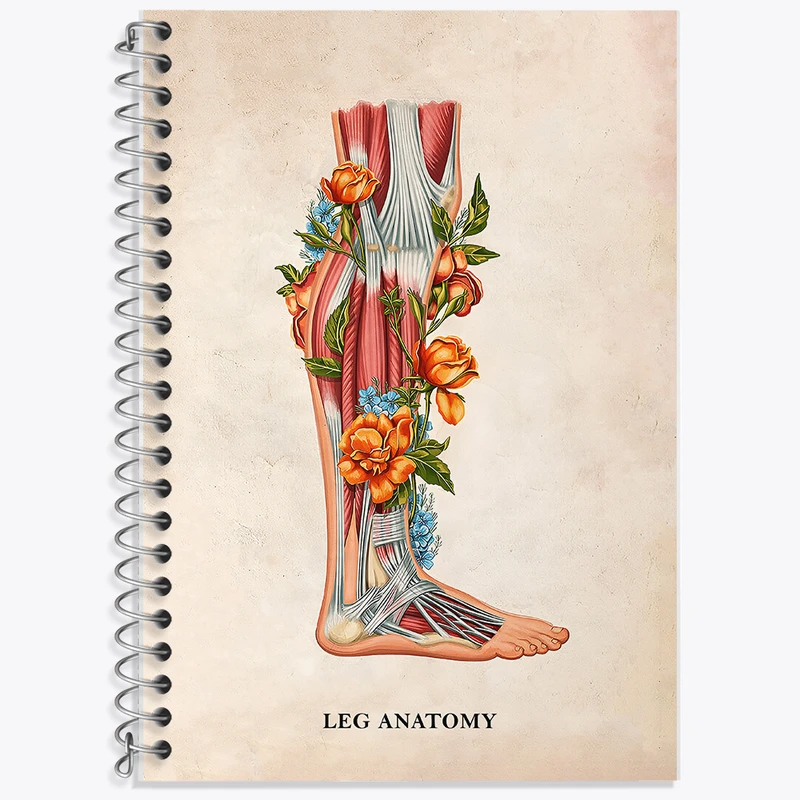 دفتر زبان دوخط 50 برگ خندالو طرح آناتومی پا (Foot Anatomy کد F14015