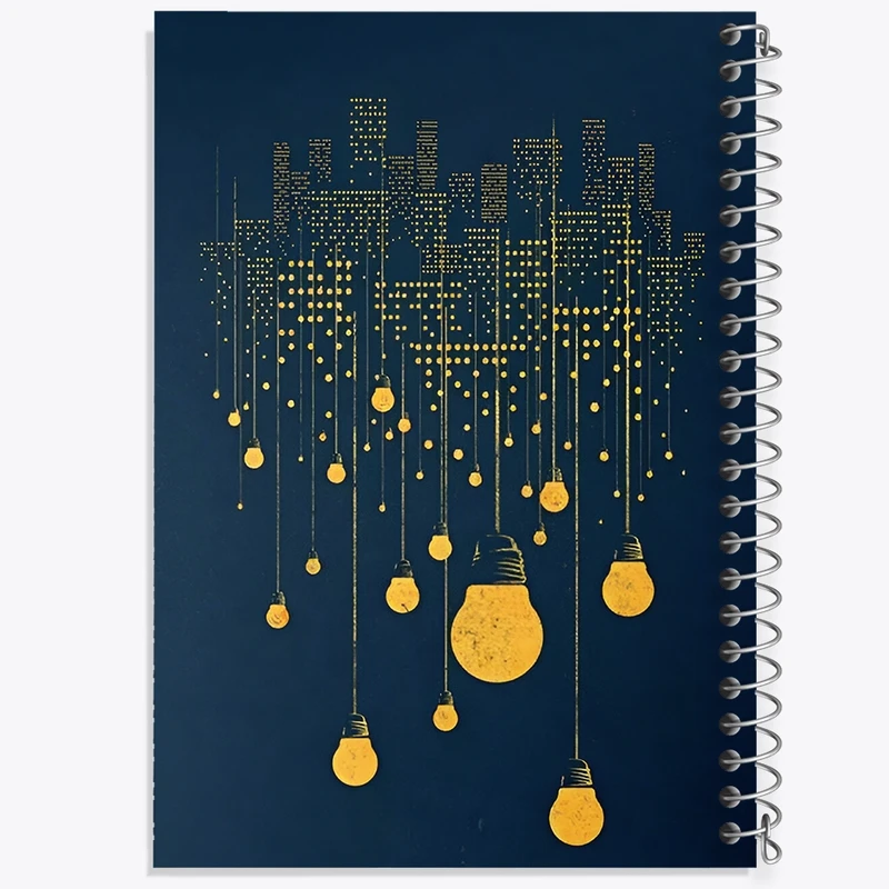 دفتر طراحی 50 برگ خندالو طرح شهر و چراغ ها کد F8831