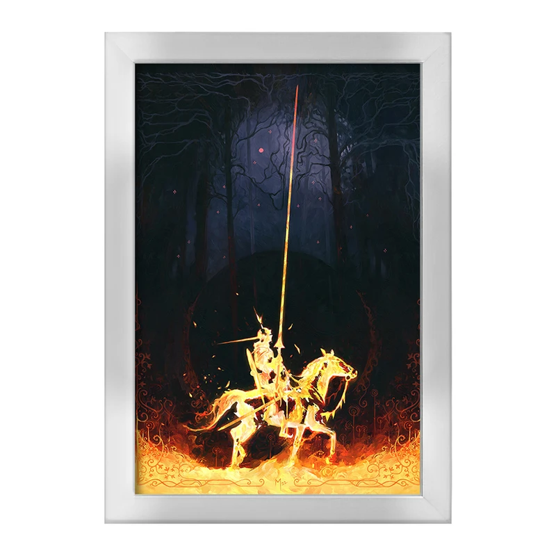 تابلو خندالو طرح شوالیه در شعله های آتش کد F1118