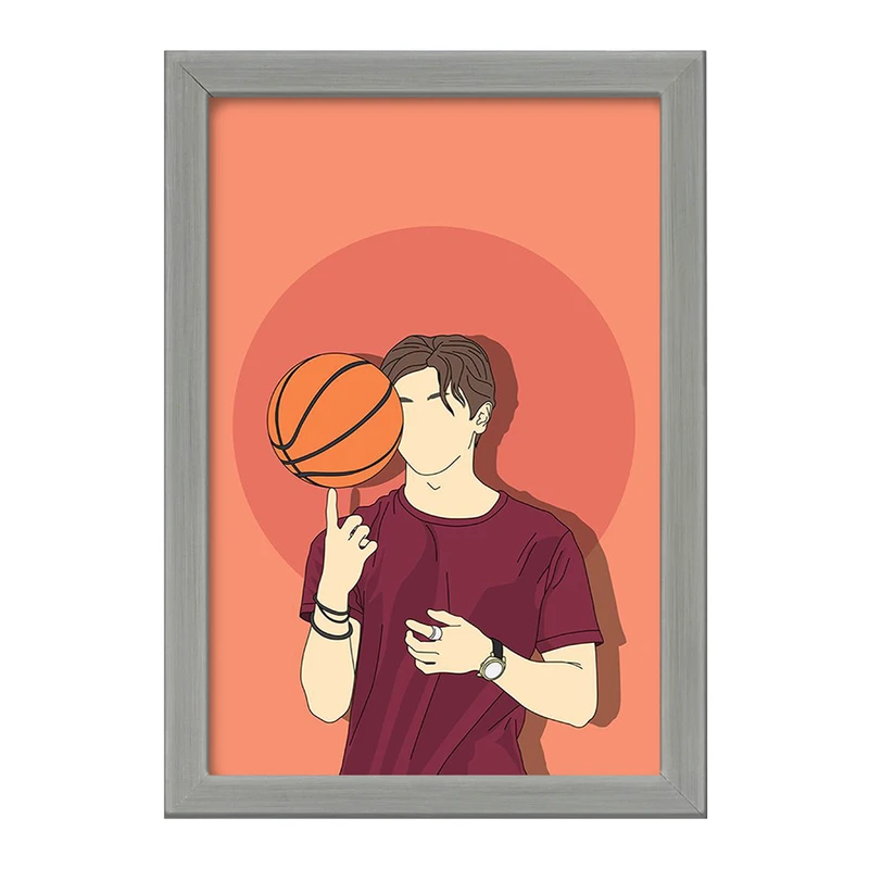 تابلو خندالو طرح پسر و توپ بسکتبال کد F3197