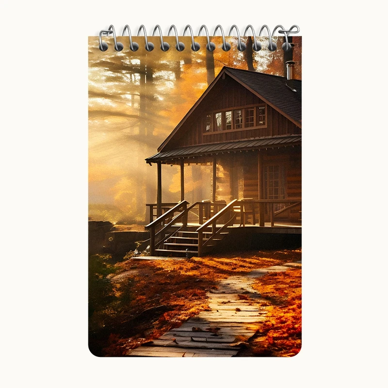 دفتر یادداشت 50 برگ خندالو طرح کلبه پاییزی کد F5643