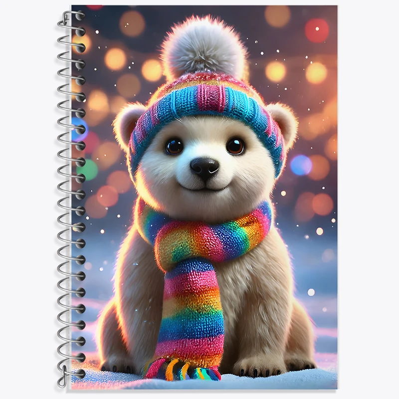 دفتر زبان 50 برگ خندالو مدل دو خط طرح خرس قطبی کیوت کد F9167