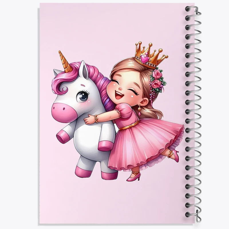 دفتر شطرنجی 50 برگ خندالو طرح دختر و اسب تک شاخ کد F3192