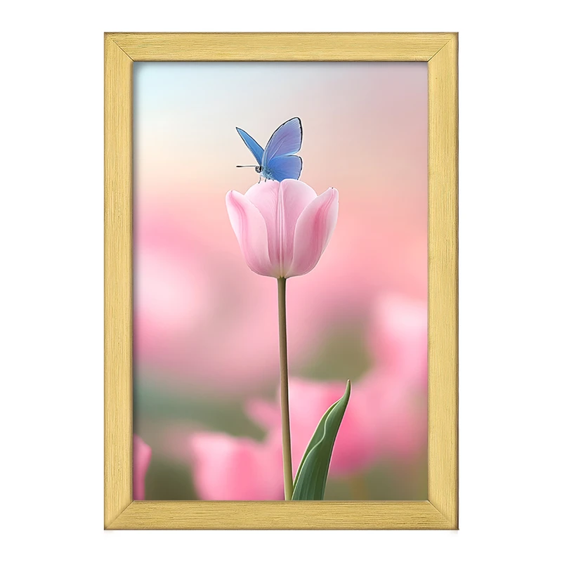 تابلو خندالو طرح گل لاله و پروانه کد F11195