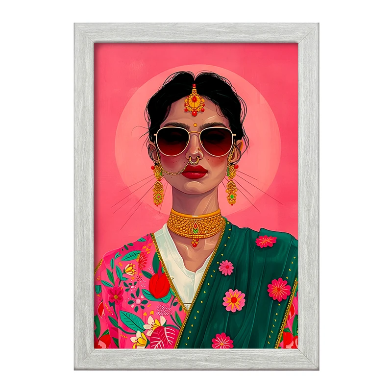 تابلو خندالو طرح دختر هندی کد F6022