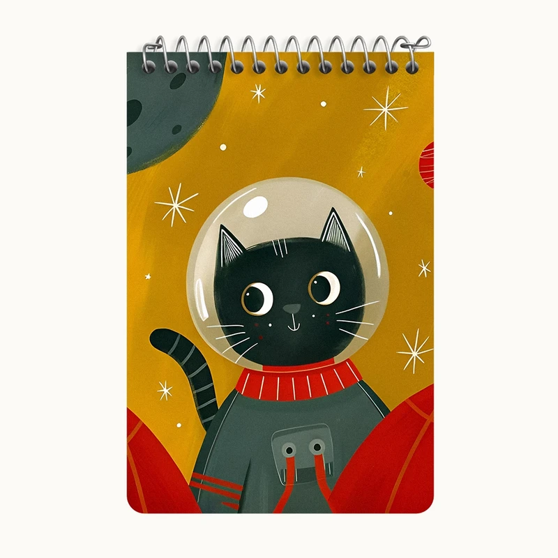 دفتر یادداشت 50 برگ خندالو طرح گربه فضانورد کد F12858