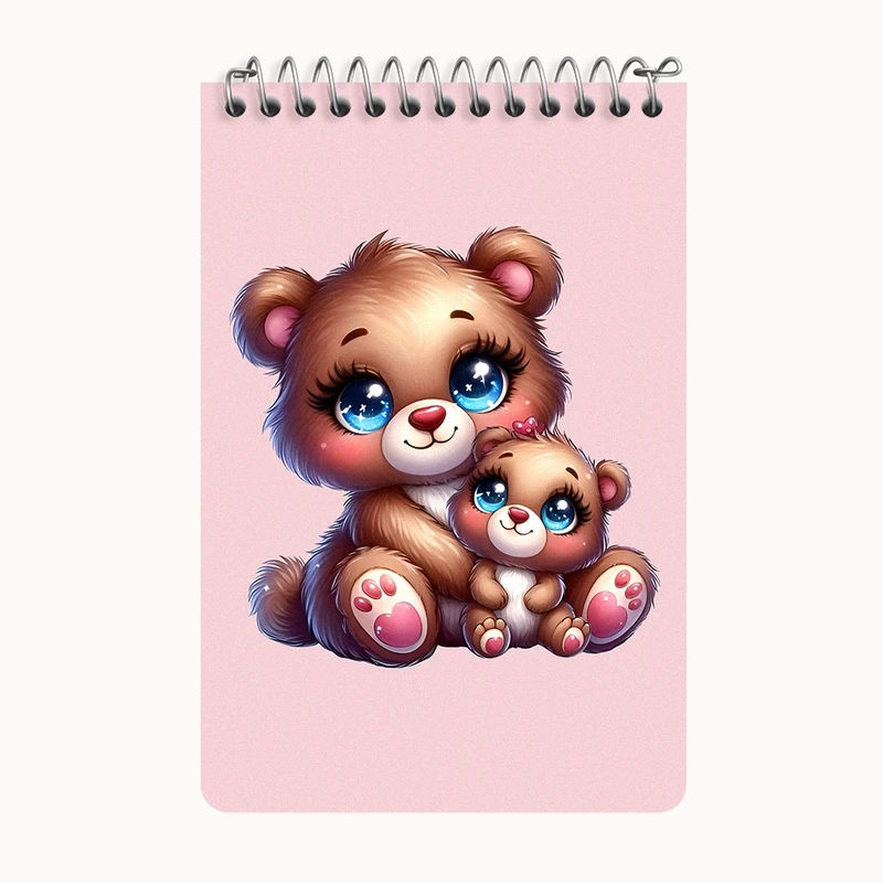 دفتر یادداشت 50 برگ خندالو طرح خرس کوچولو و مادرش کد F7689