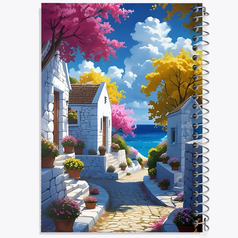 دفتر ژورنال نویسی 50 برگ خندالو مدل نقطه ای طرح شهر ساحلی کد F11820