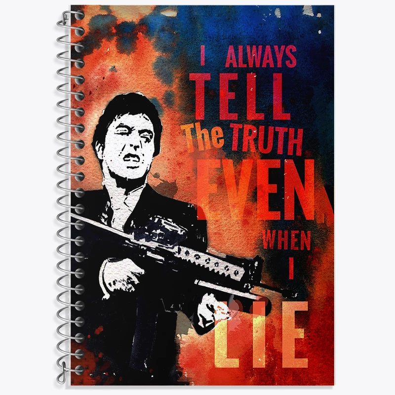 دفتر زبان دوخط 50 برگ خندالو طرح صورت زخمی (The Scarface) کد F11360
