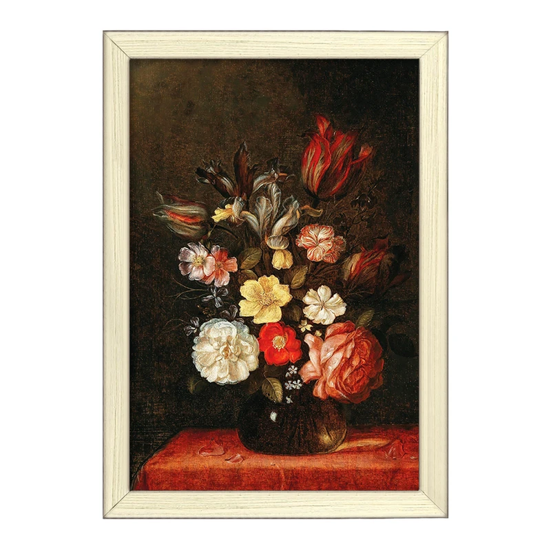 تابلو خندالو طرح نقاشی گلدان گل اثر پیتر ون دو ون کد F12247