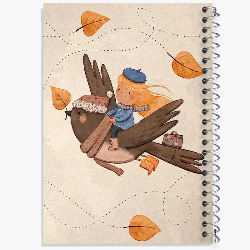 دفتر مشق 50 برگ خندالو طرح دختر و پرنده کد N6374