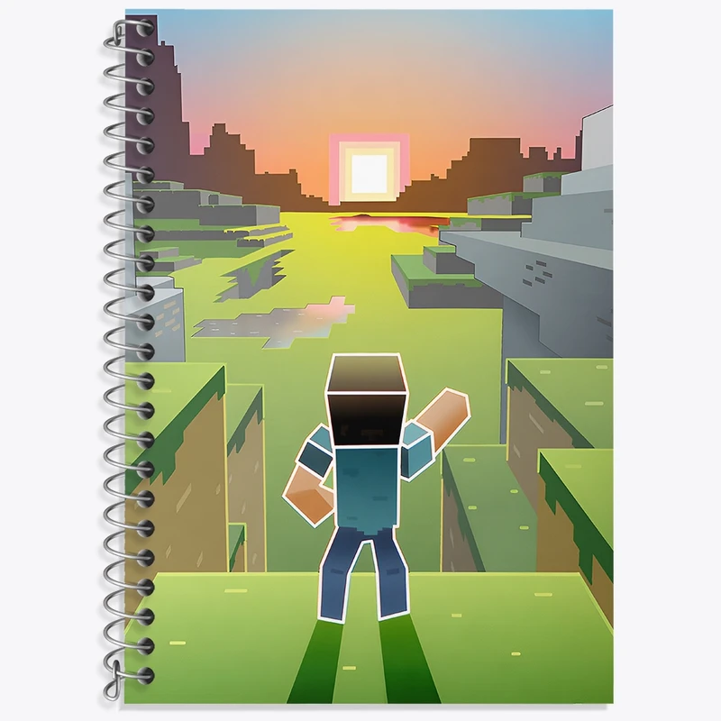 دفتر زبان 50 برگ خندالو مدل سه خط طرح بازی ماینکرافت (Minecraft) کد N8791