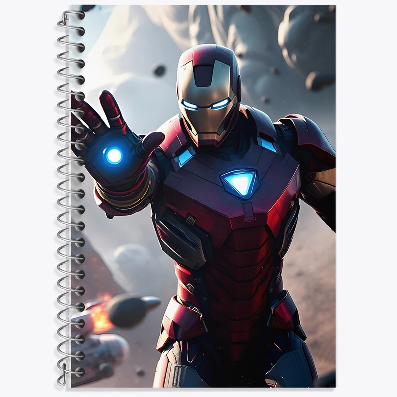 دفتر زبان 50 برگ خندالو مدل سه خط طرح مرد آهنی مارول (Marvel) کد F12721