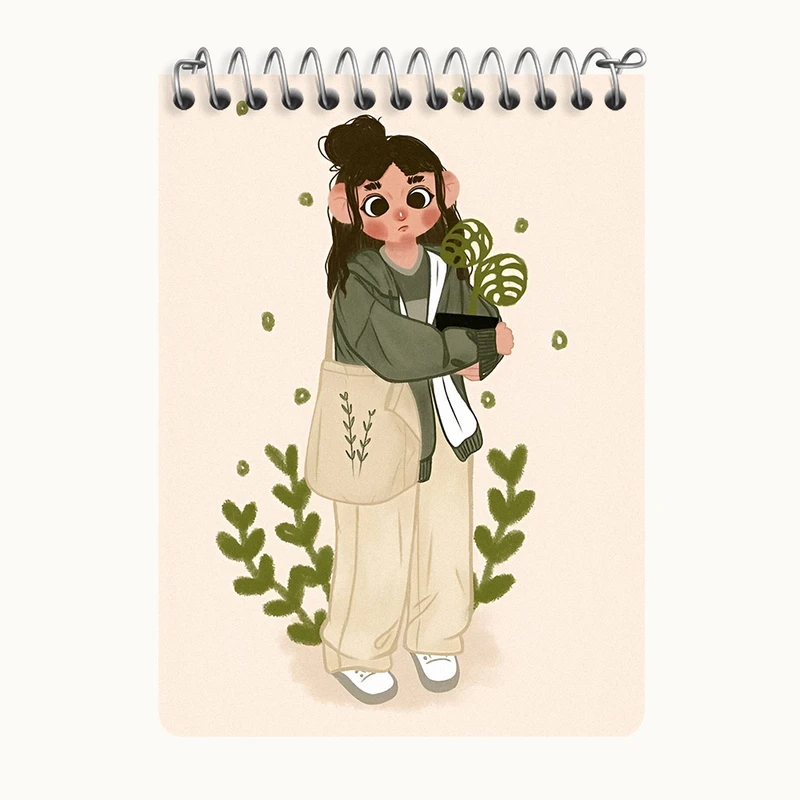 دفتر یادداشت 50 برگ خندالو طرح دختر و گل و گیاه کد N5647