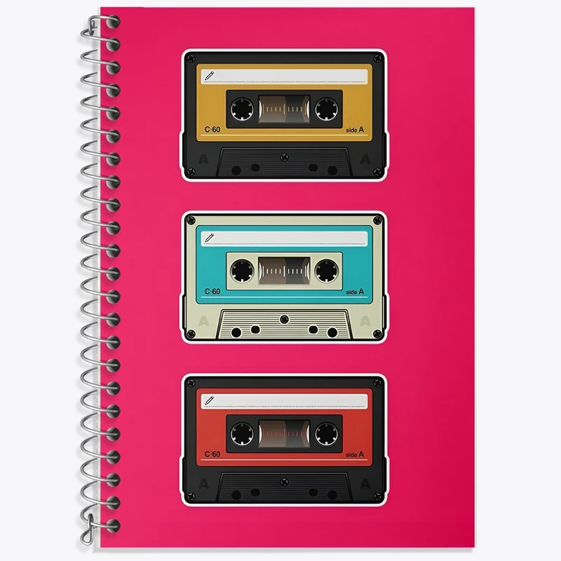 دفتر زبان 50 برگ خندالو مدل سه خط طرح نوار کاست کد F9711