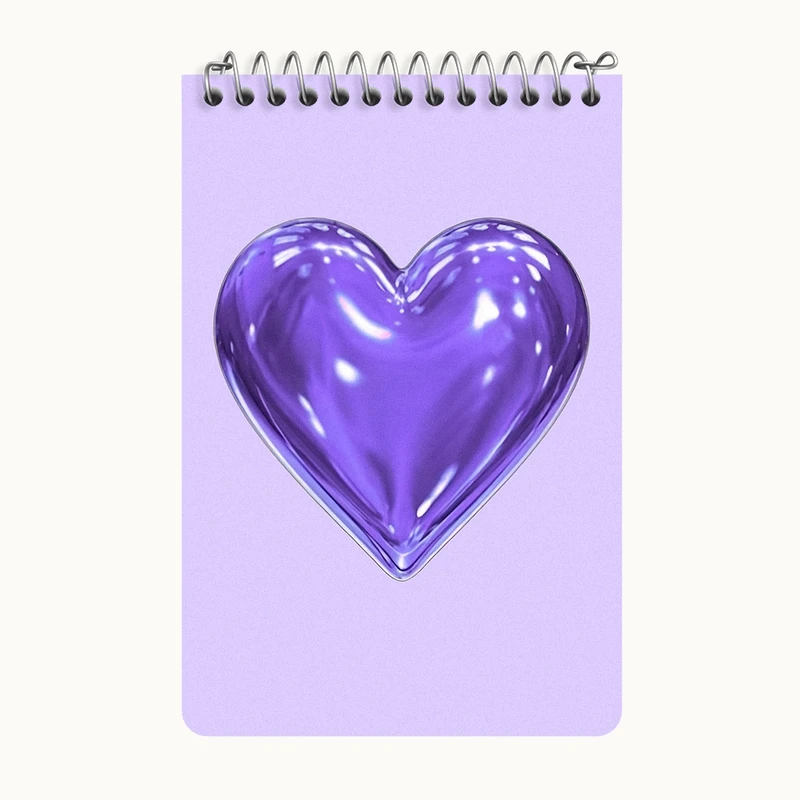 دفتر یادداشت 50 برگ خندالو طرح قلب بنفش کد F3720