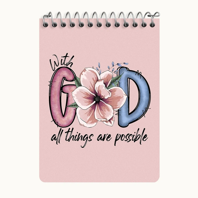 دفتر یادداشت 50 برگ خندالو طرح With God All Things Are Possible کد N6946