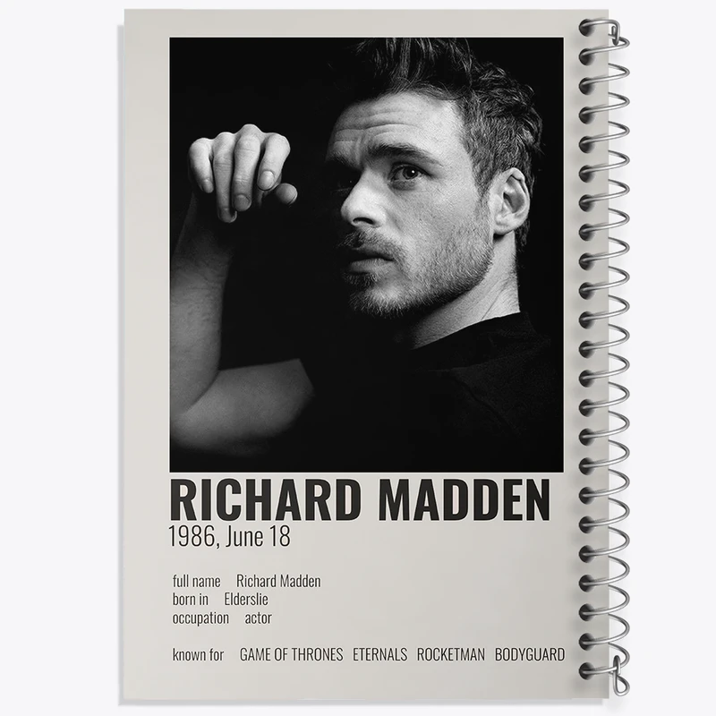 دفتر مشق 100 برگ خندالو طرح ریچارد مدن (Richard Madden) کد F13163