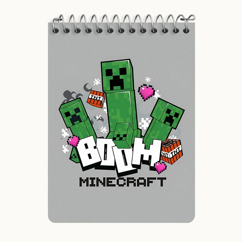 دفتر یادداشت 50 برگ خندالو طرح بازی ماینکرافت (Minecraft) کد N9116