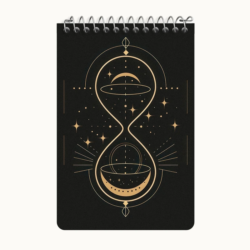 دفتر یادداشت 50 برگ خندالو طرح ساعت شنی کد F3080