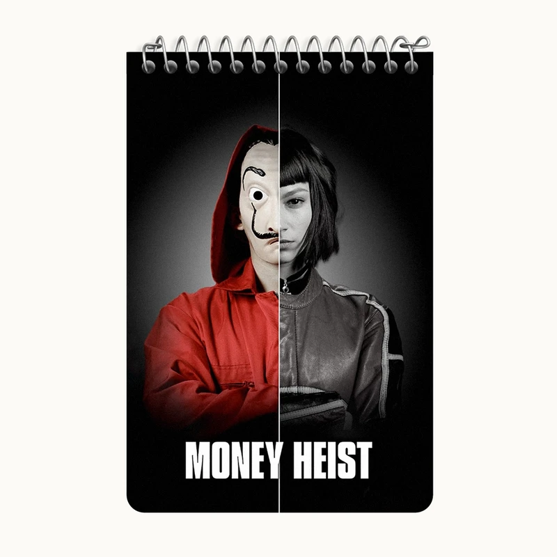 دفتر یادداشت 50 برگ خندالو طرح توکیو سریال خانه ی کاغذی کد F1719