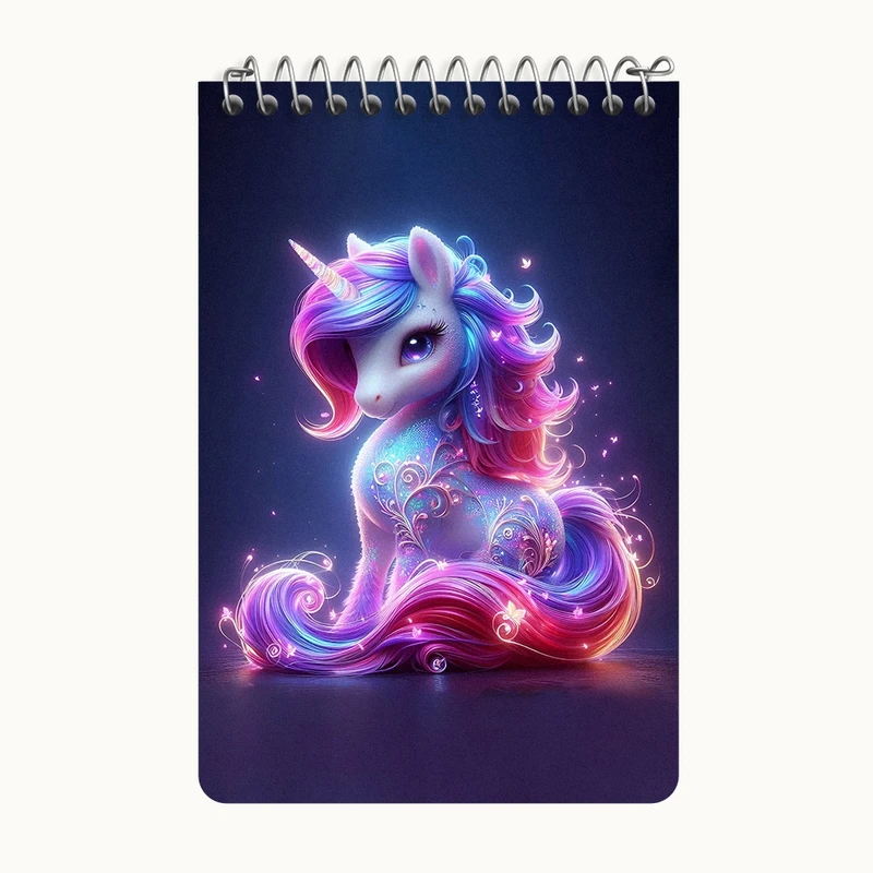 دفتر یادداشت 50 برگ خندالو طرح اسب تک شاخ کیوت کد F5352