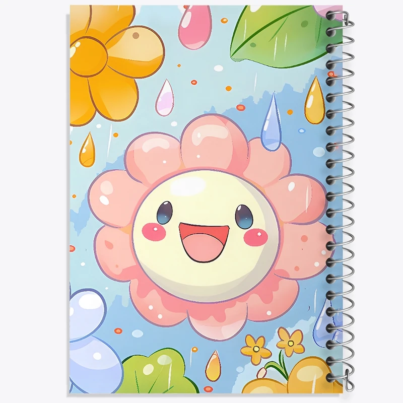 دفتر طراحی 50 برگ خندالو طرح گل کیوت کد N4786