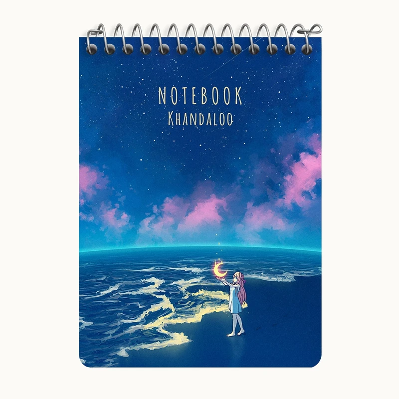 دفتر یادداشت 50 برگ خندالو طرح دختر و ماه و دریا کد N6580