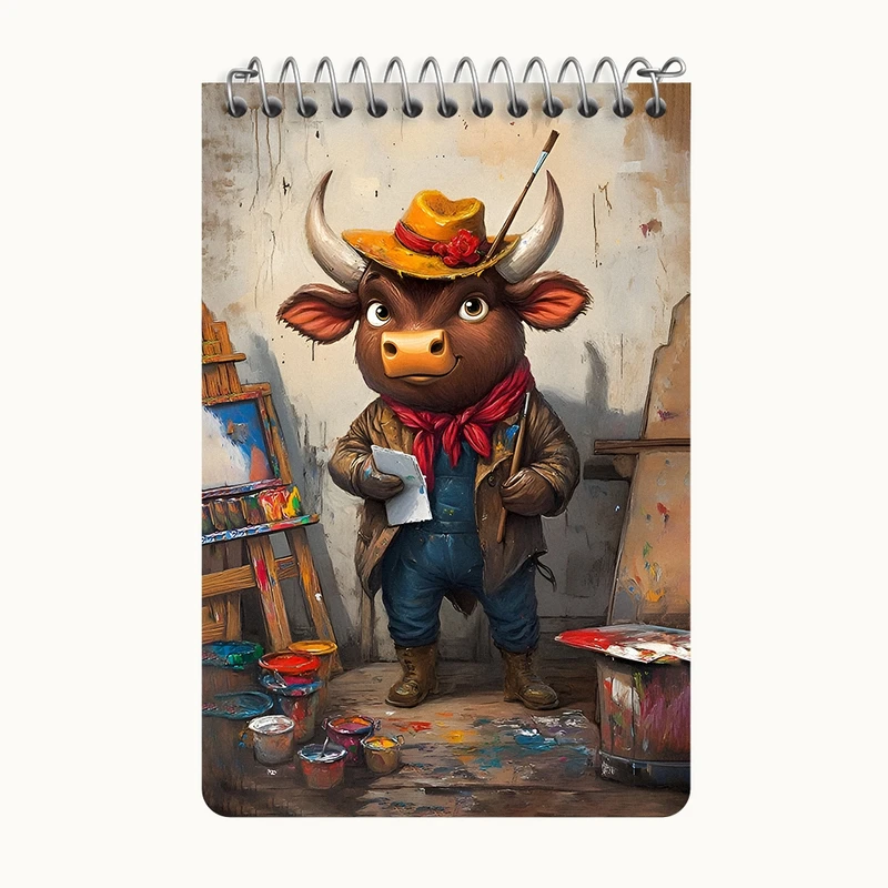 دفتر یادداشت 50 برگ خندالو طرح گاو نقاش کد F11654