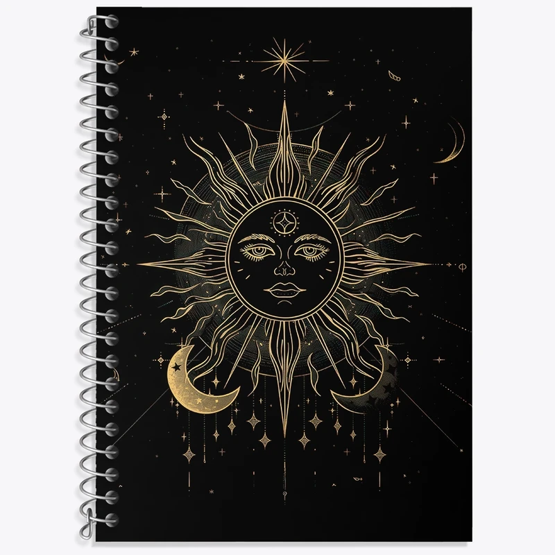 دفتر زبان 50 برگ خندالو مدل سه خط طرح خورشید و ماه مینیمال کد F3100