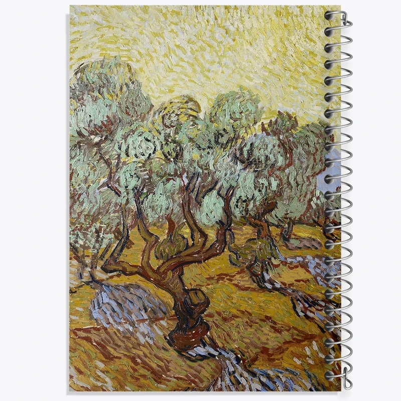 دفتر طراحی 50 برگ خندالو طرح نقاشی درختان زیتون اثر ونسان ونگوگ کد 25444
