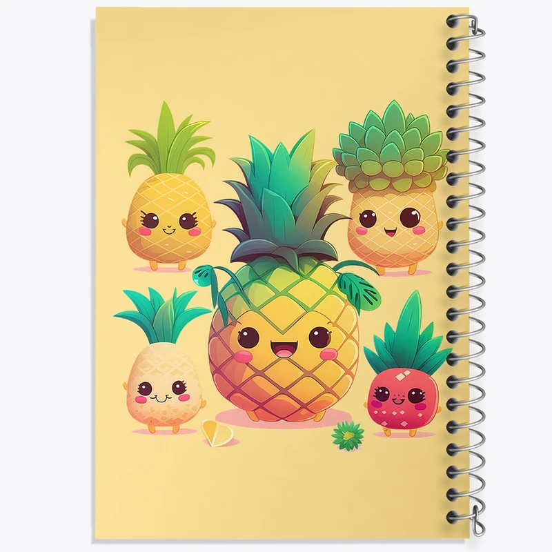 دفتر طراحی 50 برگ خندالو طرح آناناس کیوت کد N1636